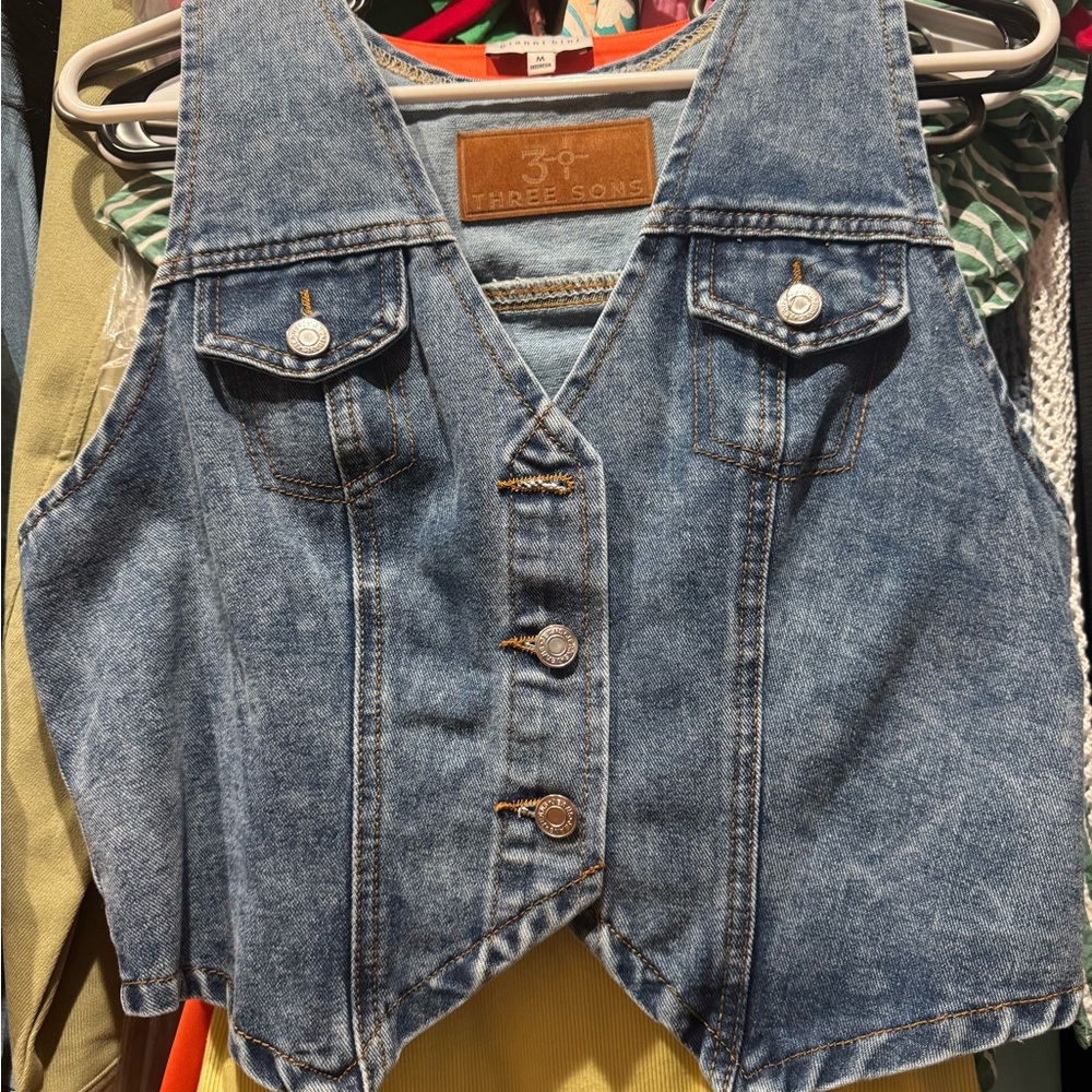 Three Sons Denim Jacket With Brown Patch - image 2